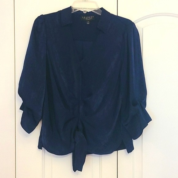 Laundry By Shelli Segal Navy Blouse - Picture 1 of 14
